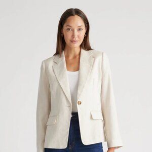 Quince 100% European Linen Structured Blazer sand NWT NEW SIZE SMALL